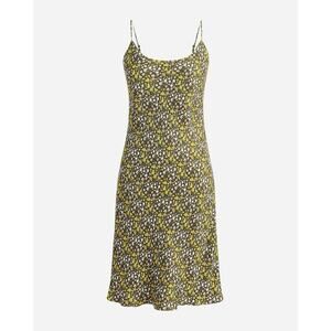 J. Crew Gwen Cupro-blend Mini Slip Dress in Floral Women's 10 NWT Green/yellow